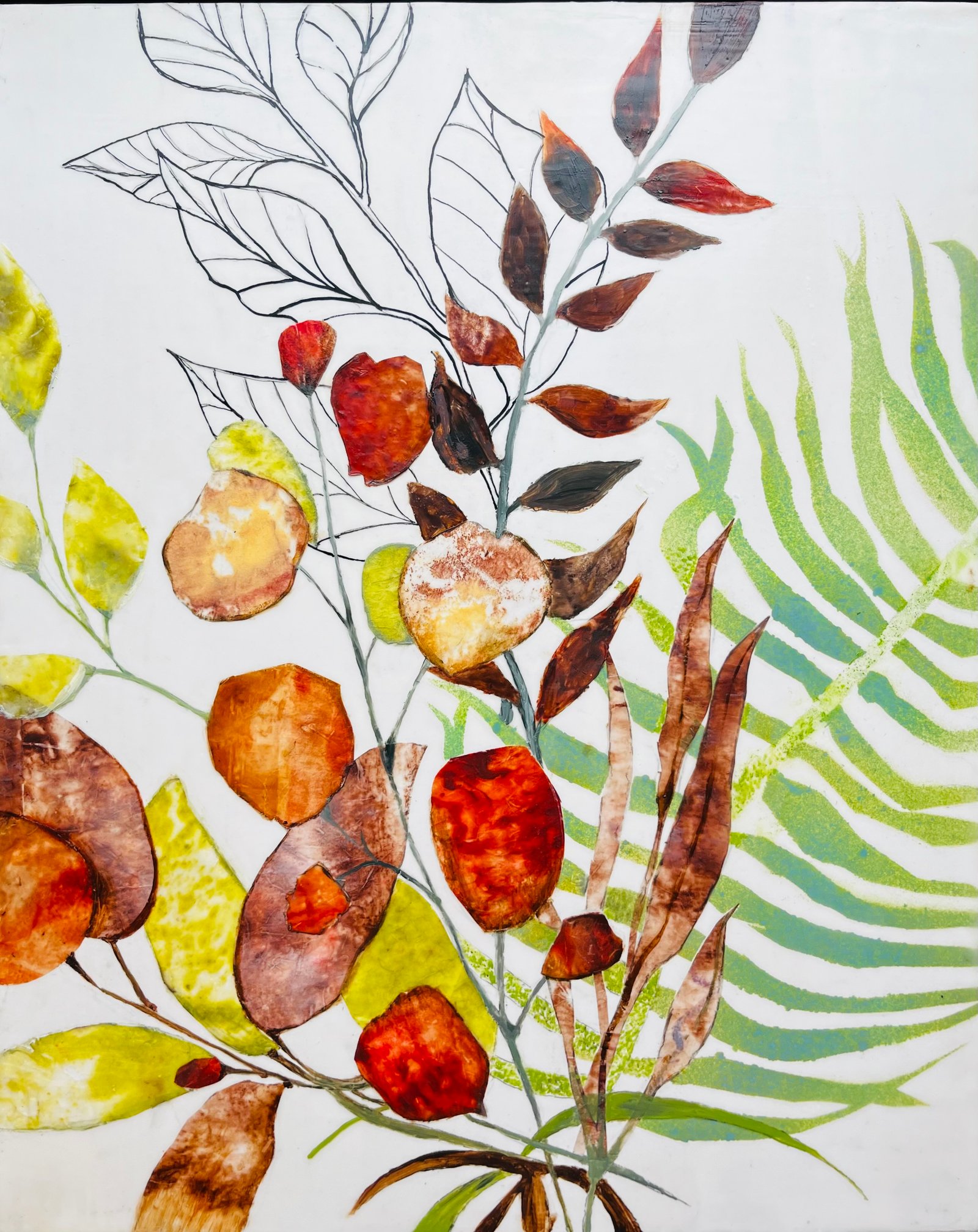 New botanical encaustic work